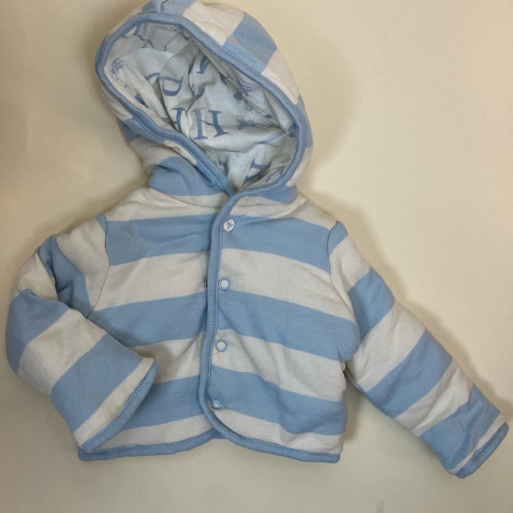 Burt's Bees Baby Cream and Blue Soft Jacket Size 0-3 Mos Like New